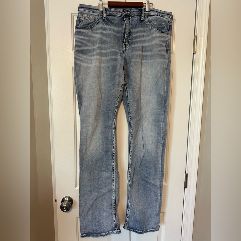 BKE Denim Men's Faded Blue Straight Leg Jeans 38 XXL (tall)
